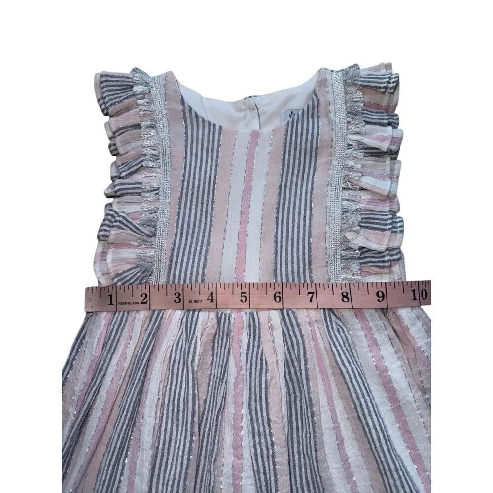 Pippa & Julie Striped Ruffled Flutter Sleeve Seersucker Dress Size 2T